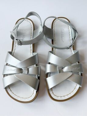Salt-Water Silver Leather Women's Sandals